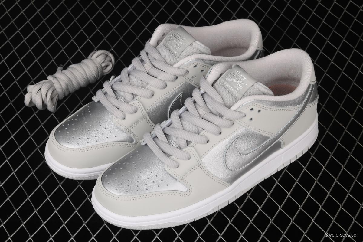 NIKE SB DUNK Low gray and silver color matching front layer casual skateboard shoes 854866-029