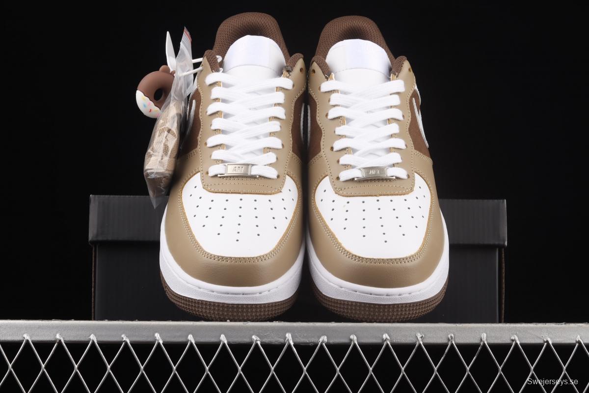 NIKE Air Force 1x07 Cappuccino cappuccino low-side color casual board shoes CW2288-902