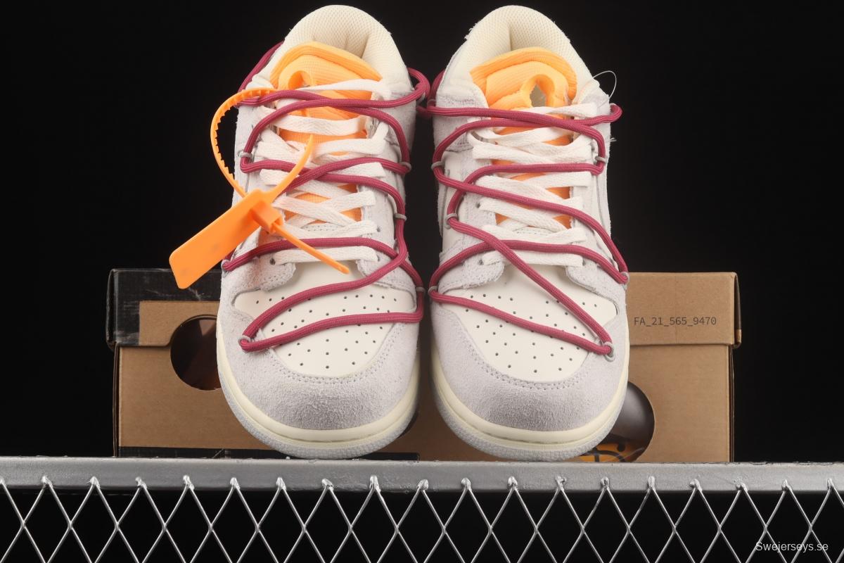 OFF-White x NIKE DUNK Low OW white gray leisure sports skateboard shoes DJ0950-114,