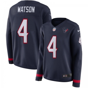 Women's Deshaun Watson Navy Therma Long Sleeve Player Limited Team Jersey