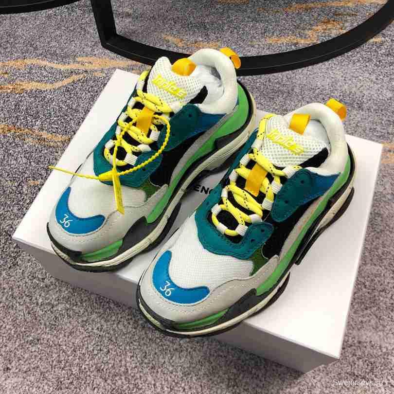 Men Balenciaga Triple-S Sneaker Multi-Color Green/Grey/Blue