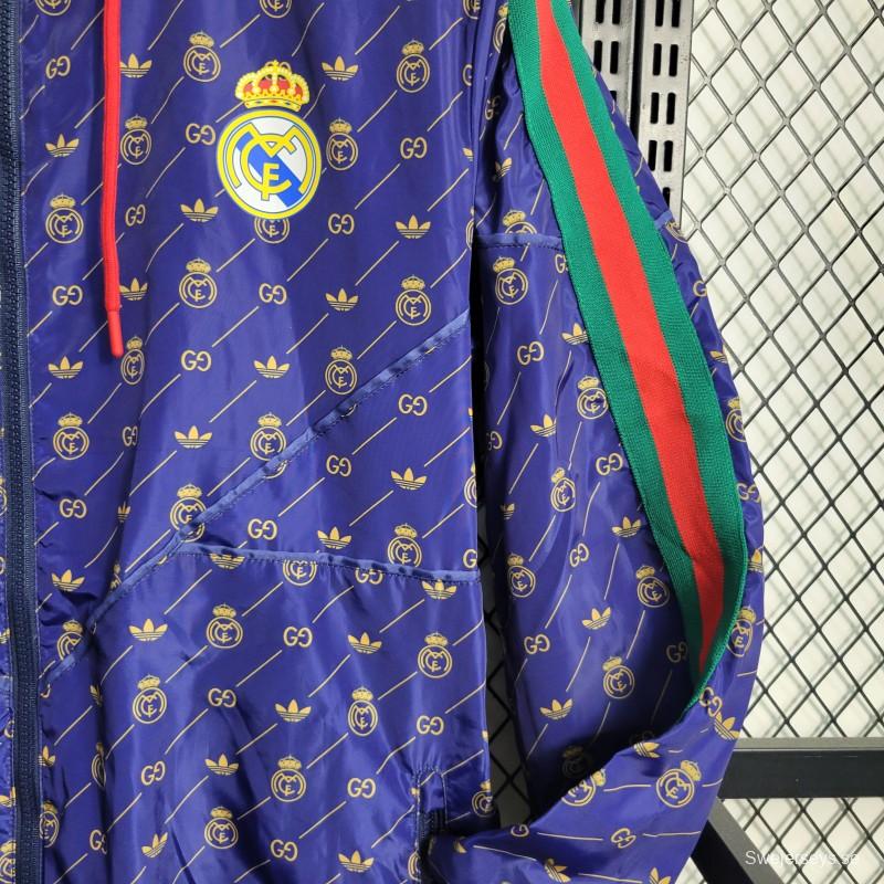 23-24 Real MadridxGUCCI Navy Windbreaker