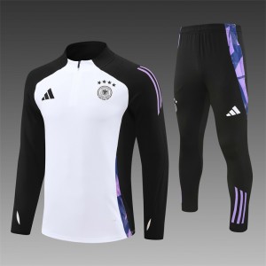 2024 Germany Black/White Half Zipper Jacket+Long Pants