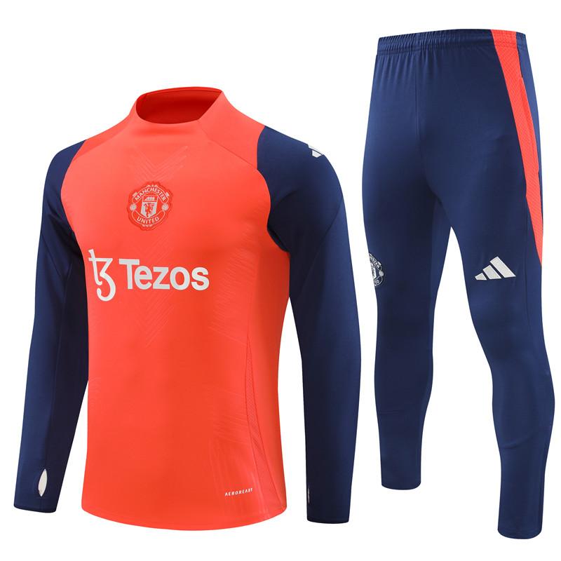 24/25 Manchester United Orange/Navy Half Zipper Jacket+Long Pants