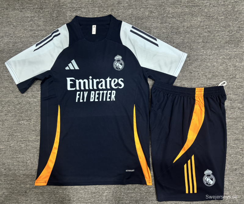 24/25 Kids Real Madrid Navy White Short Sleeve Jersey+Shorts